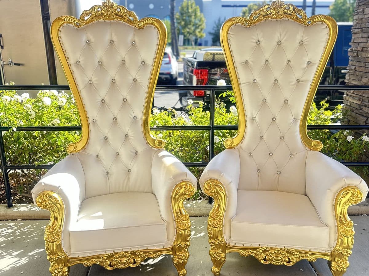Gold & White Throne Chair